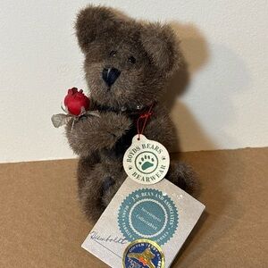 Boyds Bears Plush with Red Rose Humboldt Stud Collar Limited Edition